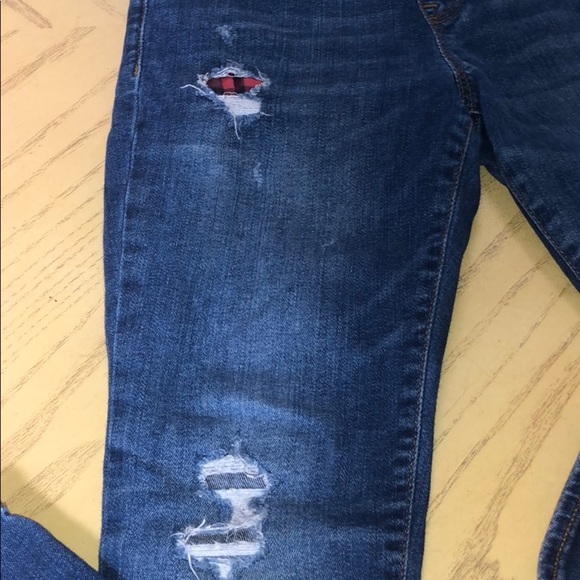 GAP medium wash jeggings with plaid detail - Picture 2 of 5